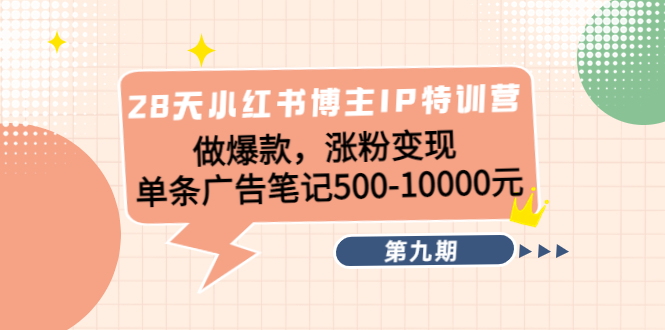 28天小红书博主IP特训营《第9期》做爆款,涨粉变现 单条广告笔记500-10000