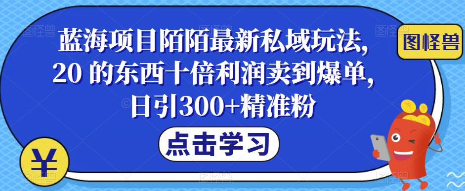 蓝海项目陌陌最新私域玩法,20 的东西十倍利润卖到爆单,日引300+精准粉【揭秘】 蓝海项目陌陌最新私域玩法,20 的东西十倍利润卖到爆单,日引300+精准粉【揭秘】