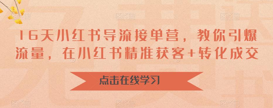 16天小红书导流接单营,教你引爆流量,在小红书精准获客+转化成交 16天小红书导流接单营,教你引爆流量,在小红书精准获客+转化成交